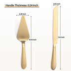 Eisinly Cake Cutting Set for Wedding, Elegant Cake Knife and Server Set with Thickened Stainless Steel Rounded Edges, Cake Cutter Pie Spatula for Birthday Anniversary, 2 Pcs, Gold