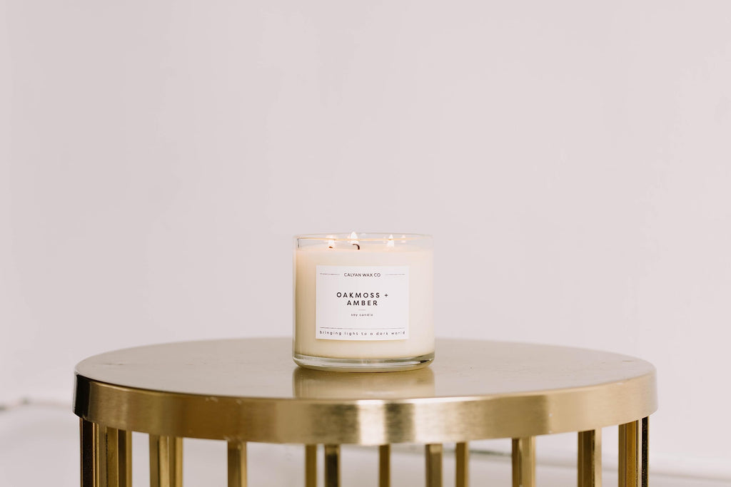 Calyan Wax Soy Wax Candle, Apples & Maple Bourbon, 3 Wick Scented Candle for The Home | Premium Candle with Essential Oils | 14.9 oz Soy Wax, 43 Hour Burn Time, Large Candle in Glass Jar