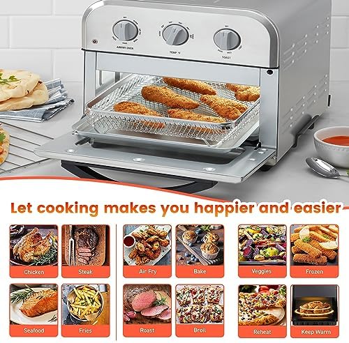Air Fryer Tray Replacement for Cuisinart TOA-28 AFR-25 Toaster Air Fryer Convection Oven, 10.7 * 9.8'' Non-stick Mesh Air Fryer Steel Basket Wire Rack Accessories Parts, Dishwasher Safe