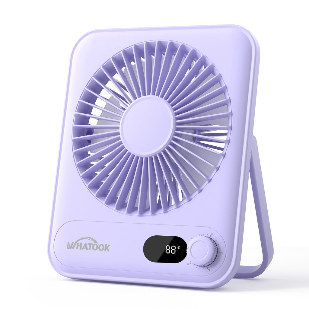 Small Desk Fan Personal Fans: 5000mah 25 Hours Battery Office Quiet Mini Desktop Fan Portable Rechargeable Travel Essentials (Purple, 2000 mAh)