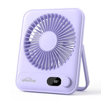 Small Desk Fan Personal Fans: 5000mah 25 Hours Battery Office Quiet Mini Desktop Fan Portable Rechargeable Travel Essentials (Purple, 2000 mAh)