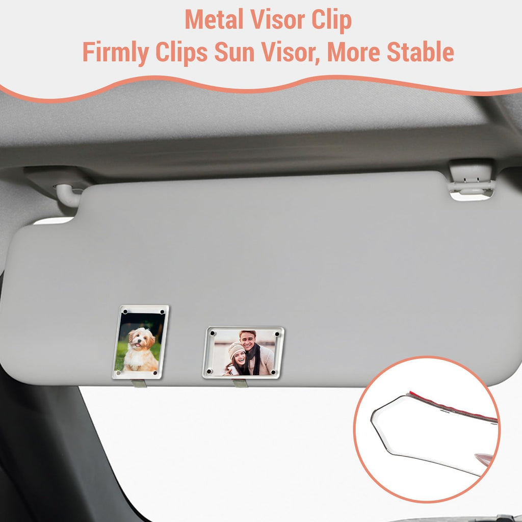 8Pcs Car Clip Picture Holder,Personalized Car Picture Frame,Acrylic Car Photo Holder,Magnetic Car Sun Visor Photo Clip,Visor Clip Photo Frame Hanging Decor Car Accessories for Mom Husband Family