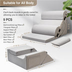 9-Piece Adjustable Orthopedic Wedge Pillow Set – Memory Foam Body Support for Back & Leg Comfort