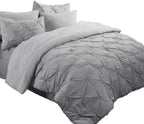 Bedsure Queen Comforter Set - Bed in a Bag Queen 7 Pieces, Pintuck Bedding Sets Gift for Christmas Grey Bed Set with Comforter, Sheets, Pillowcases & Shams
