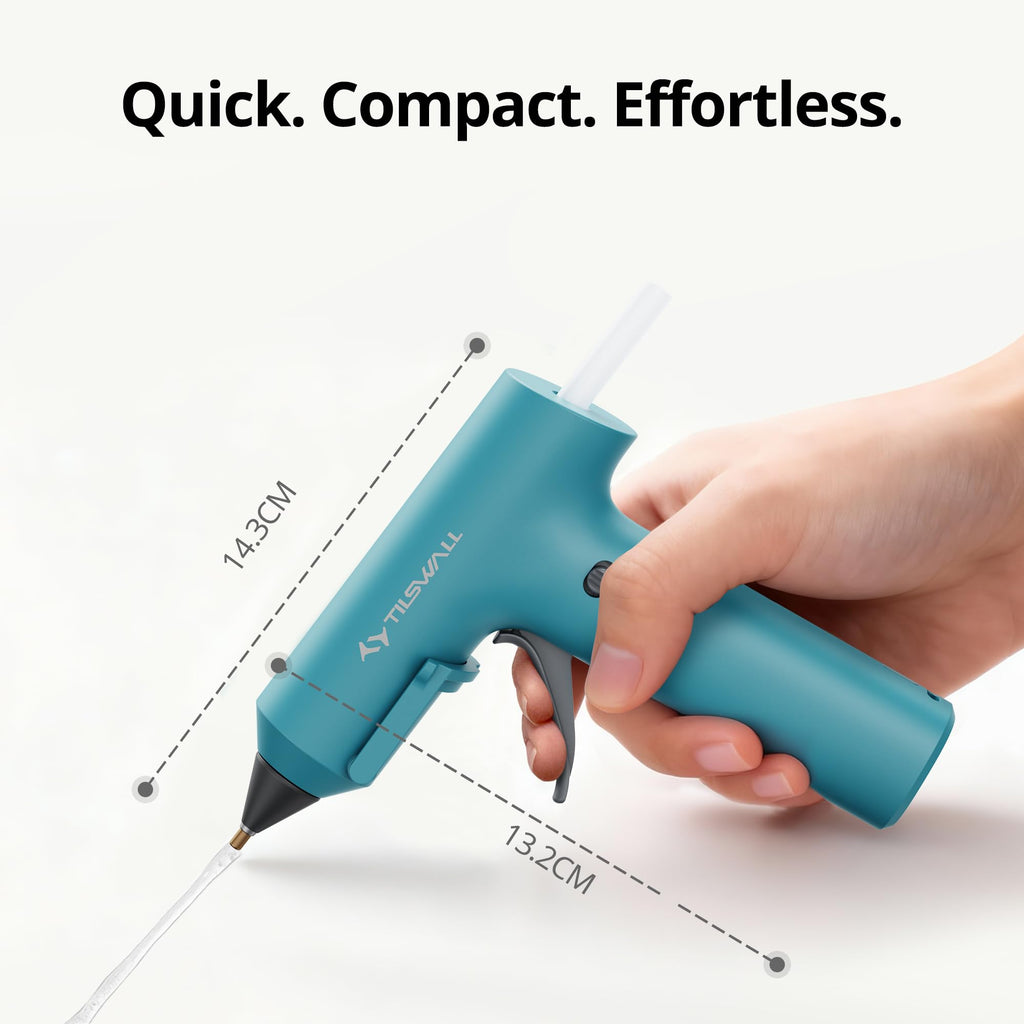 Tilswall Cordless Hot Glue Gun, Fast Preheating, Glue Gun and Sticks Set with 2Ah USB-C Rechargeable, 20 Premium Glue Sticks, High Temp Compact Size Ideal for Crafts, DIY Making, Repairs Blue