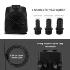 GROWNEER 550GPH Submersible Pump 30W Ultra Quiet Fountain Water Pump, 2000L/H, with 7.2ft High Lift, 3 Nozzles for Aquarium, Fish Tank, Pond, Hydroponics, Statuary Black