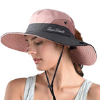 1 Pack Women's Ponytail Safari Sun Hat,Wide Brim UV Protection Outdoor Bucket Hat,Foldable Beach Summer Fishing Hat