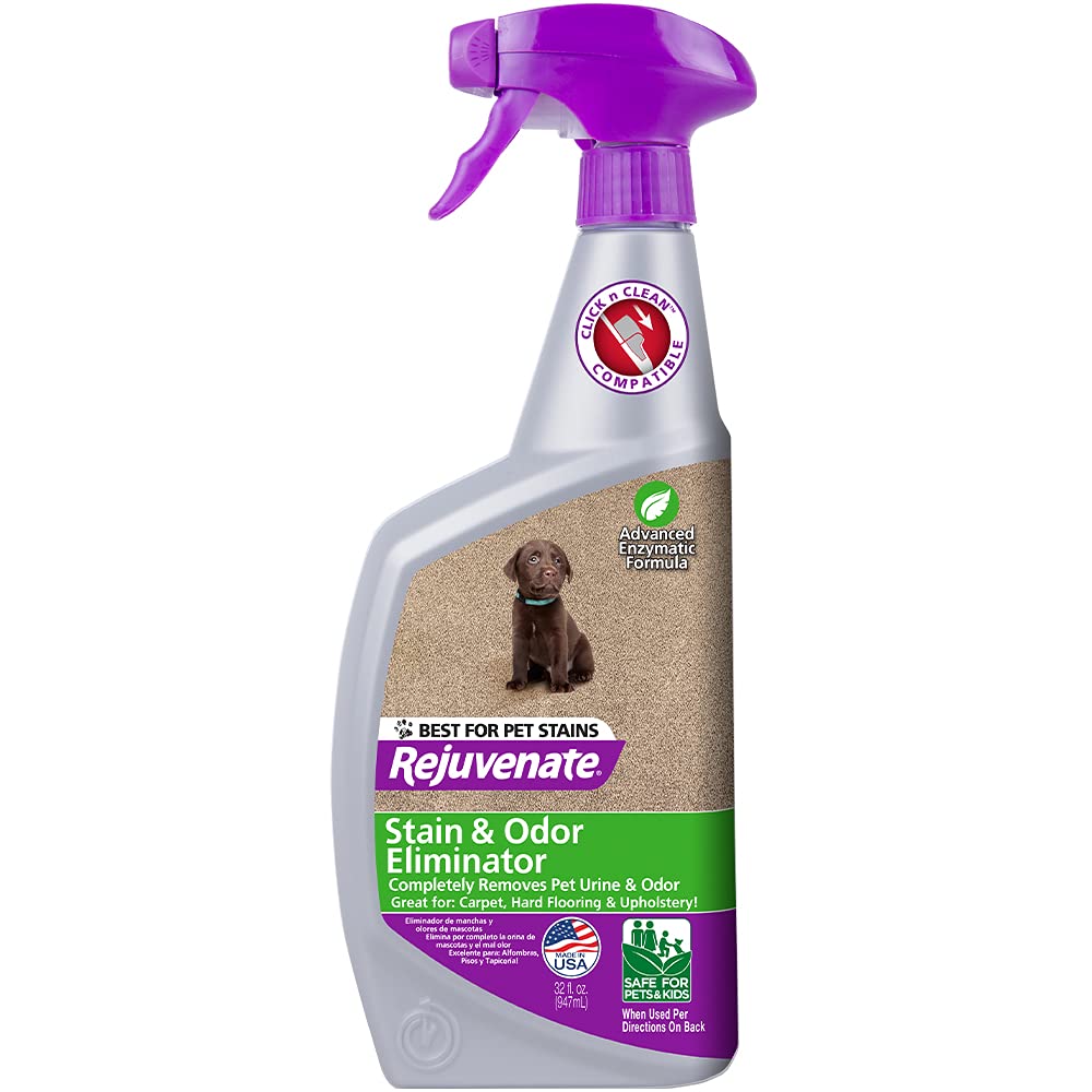 Rejuvenate Carpet & Upholstery Spot Remover Stain Cleaner Bio-Enzymatic Professional Strength Urine Remover Dog Cat Stain and Pet Odor Eliminator Ready-to-Use
