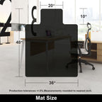 AiBOB Office Chair Mat for Hardwood Floor, 36 X 48 inches, Hard Floor Chair Mats Under Computer Desk, Easy Glide for Rolling Chairs, No Curling