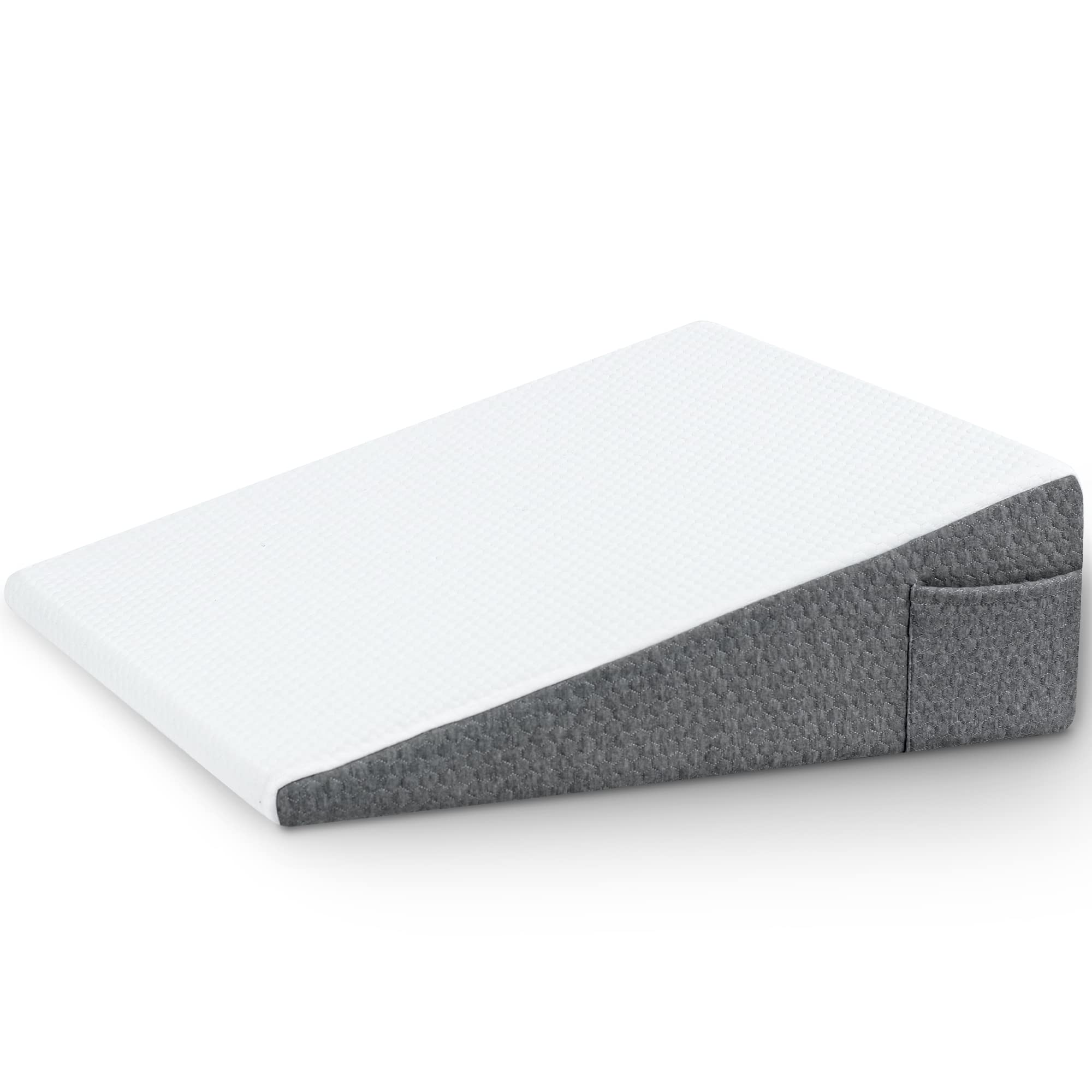 Wedge Pillow with Foam Top for Sleeping,Reading and Rest, 8 Inch Elevated Support Triangle Bed Pillow for Legs and Back Support with Washable Cover