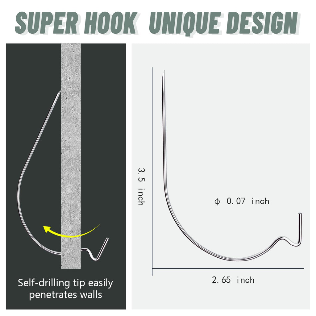 20pcs Super Hook Picture Hangers and Office Pack, Drywall Hooks for Hanging Pictures, Wall Hooks, Picture Hangers, Picture Hanging Kit，Hang Art, Clock, Shelves, Mirrors