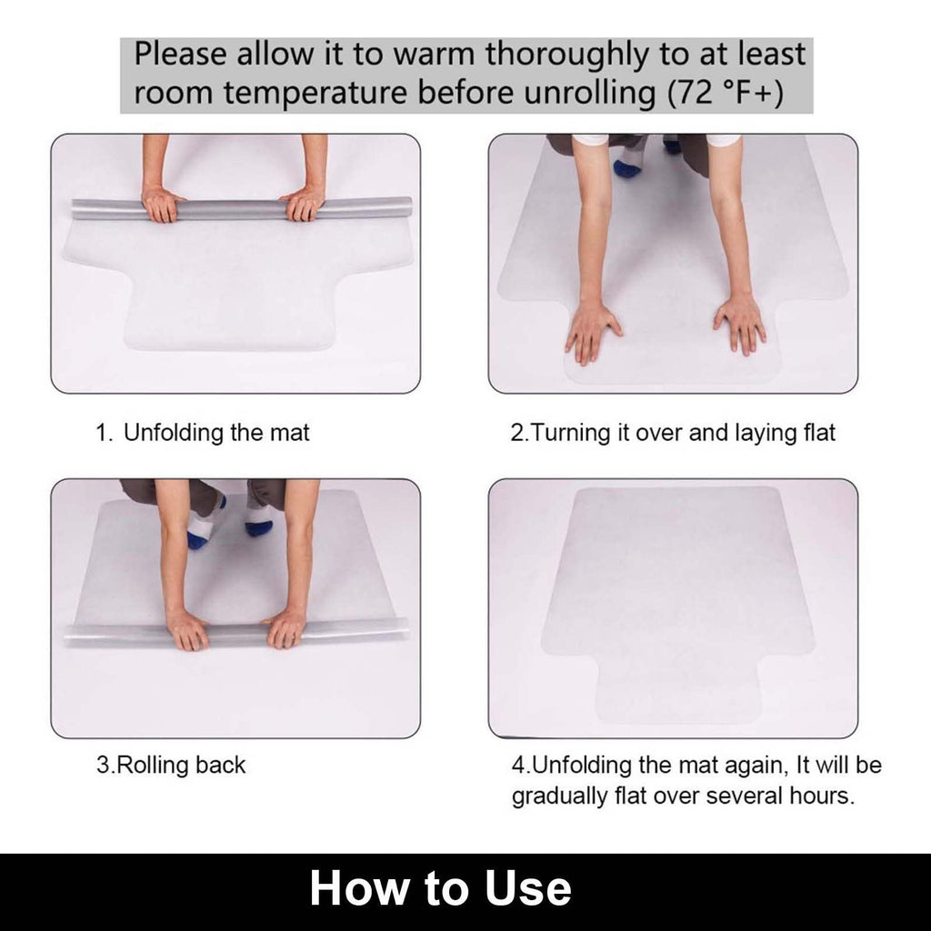 AiBOB Office Chair Mat for Hardwood Floor, 45 X 53 inches, Hard Floor Chair Mats Under Computer Desk, Easy Glide for Rolling Chairs, No Curling