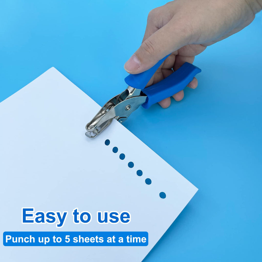 Single Hole Punch 1/4” Paper Hole Puncher for Crafts, One Hole Puncher with Blue Soft Grip Handle for Kids and Adults, Handheld Circle Punch for Paper Crafts in Home, Office, Classroom