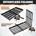 Mockins XL 60"x30"x5" Folding Hitch Cargo Carrier with Ramp | Heavy Duty Trailer Hitch Basket Cargo Carrier with Portable Wheelchair Ramp | 500 Lbs. Cap Weatherproof Steel Scooter Rack & Accessories