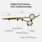 Hair Cutting Scissors Thinning Shears Kit ULG Professional Barber Hairdressing Texturizing Salon Razor Edge Scissor Japanese Stainless Steel 6.5 inch Gold
