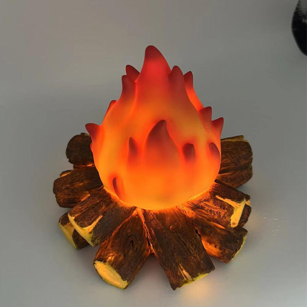 Gnurhok Fake Campfire Night Light, 3D LED Fake Fire Pit Firewood Lamp, Small Electric Faux Fireplace Logs Night Lights, Halloween Christmas Festival Party Decorations for Bar Home Garden Yard