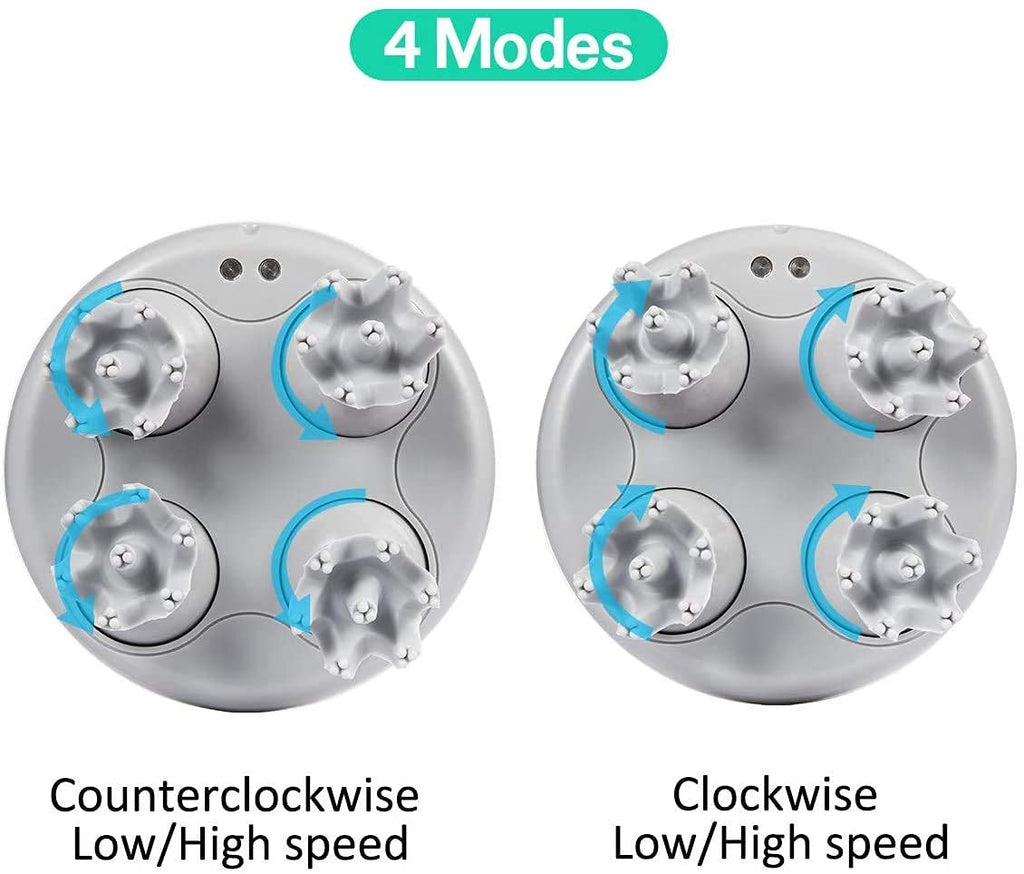 LATME Scalp Massager with 4 Replacement Massage Heads Portable Head Scratcher with Tissue Kneading Nodes Gifts Idea Stress Release Massager for Muscles Shoulder Calf