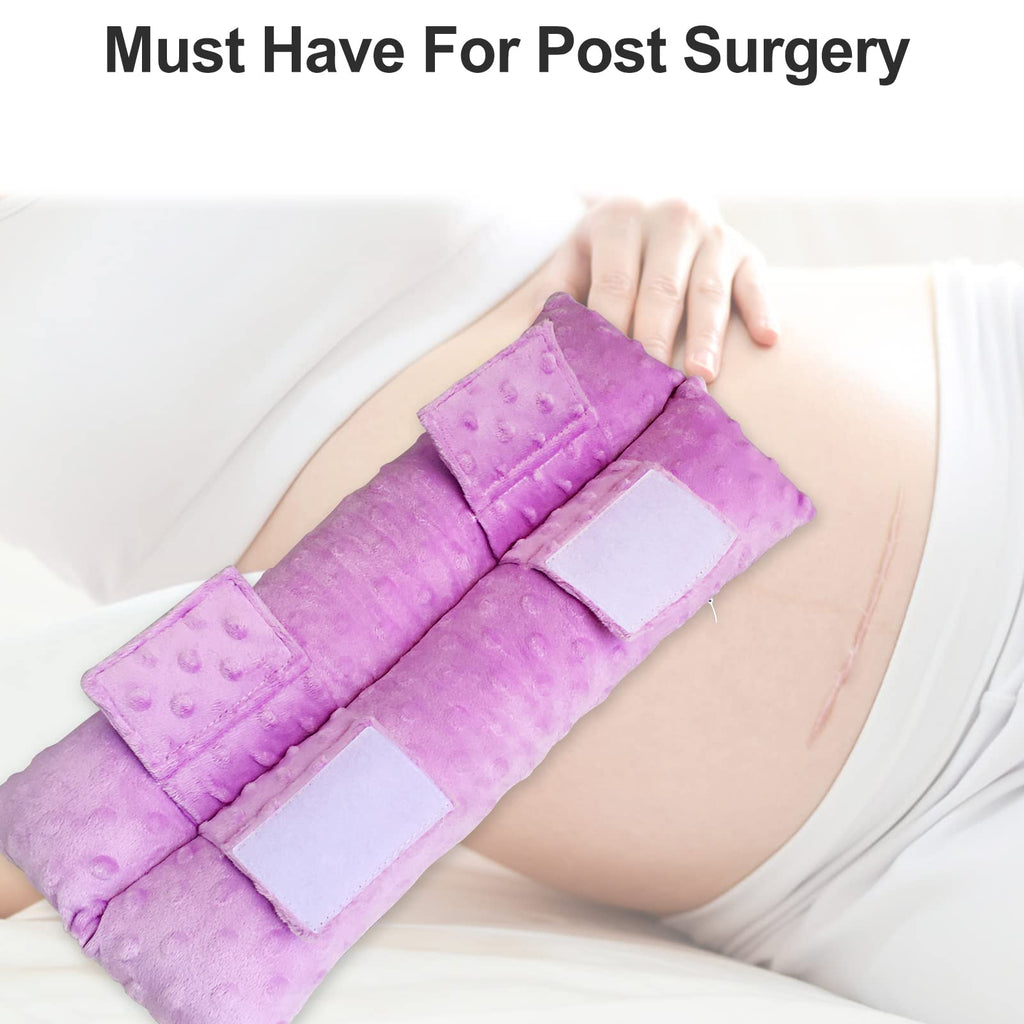 D. Cozy Hysterectomy Pillow Tummy Tuck Seatbelt Pillows with Pocket for Ice Pack Post Abdominal Surgery Comfort Cushion Belly Incision Recovery Gifts Women Patients Lavender