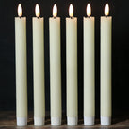 Wondise Ivory Flameless Taper Candles with Timer, 6 Pack Battery Operated LED Flickering 3D Flame Real Wax Candle, Halloween Christmas Thanksgiving Fireplace Decorations