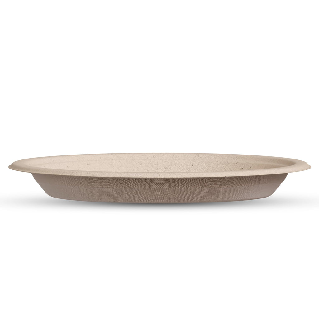 Deep Dish Paper Plates, Heavy Duty Disposable Dinner Plates [125-Pack] 10 Inch Plates - 100% Compostable Eco-Friendly, Biodegradable Sugarcane Bagasse, Natural Brown 10" Paper Plate Disposable