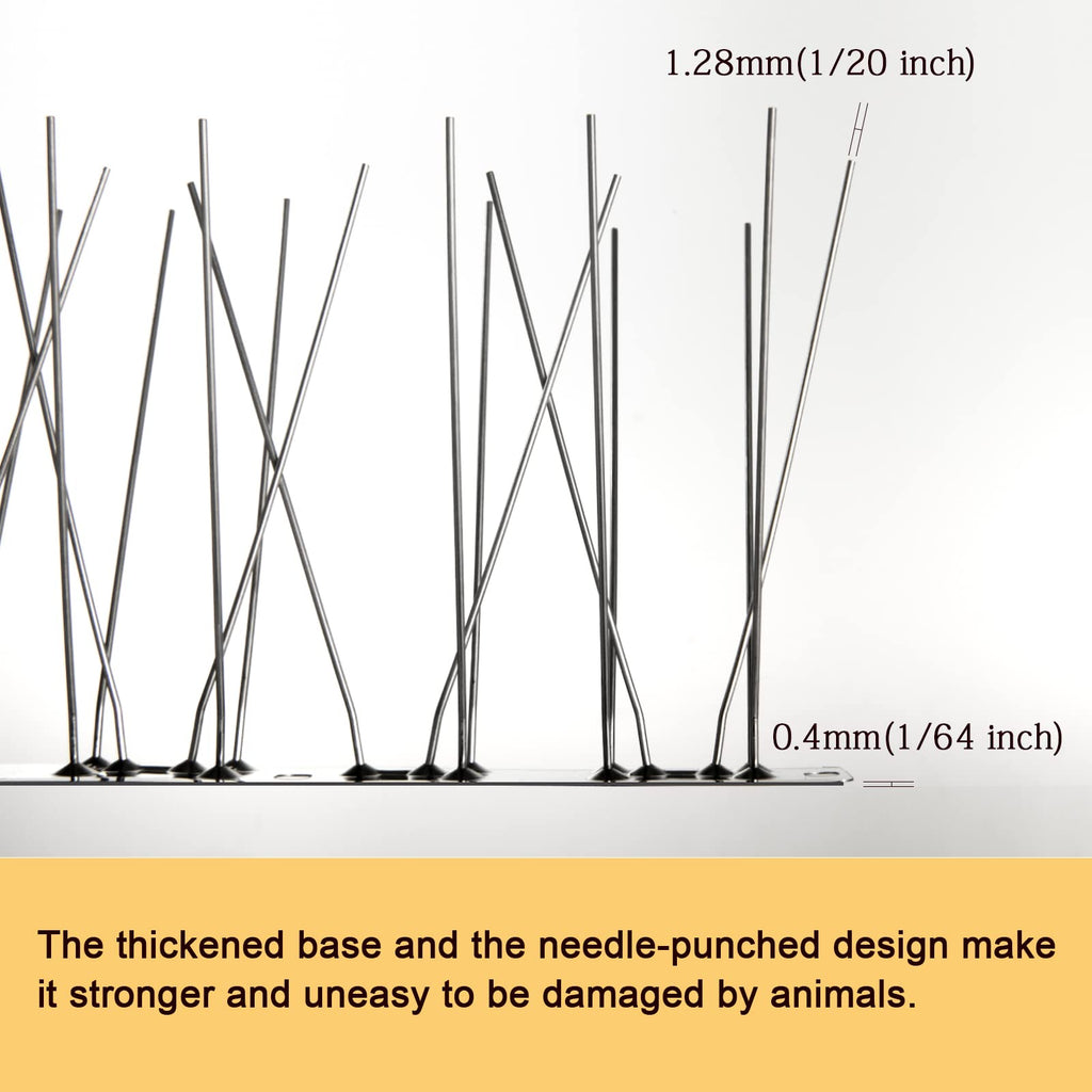 OFFO Bird Spikes Pre-Assembled for Pigeons Birds, Cover 10 Feet Durable Bird Spikes with Stainless Steel for Fence Roof Mailbox Window