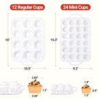 CAKETIME 12 Cups & 24 Cups Silicone Muffin Pan with Metal Frame, Regular & Mini Muffin Pan Set for Baking 2 Pack