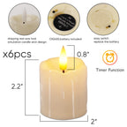 Homemory 2" x 2" Timer Remote Control Flickering Flameless Votive Candles, Realistic Battery Operated Candles, 6Pack 3D Wick Electric Fake Candles for Christmas, Wedding, Home Decorations