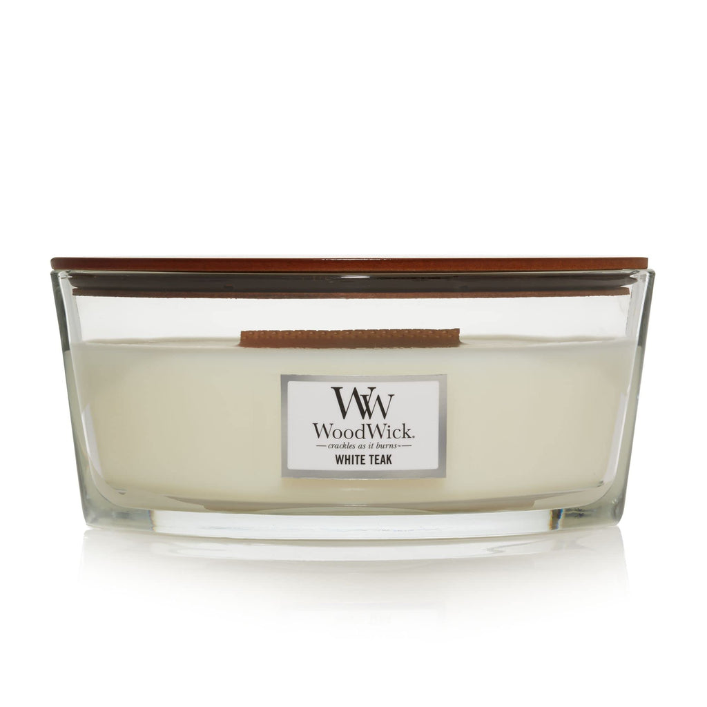 Yankee Candle WoodWick Ellipse Scented Candle, White Teak, 16oz | Up to 50 Hours Burn Time, Christmas | Holiday Candle