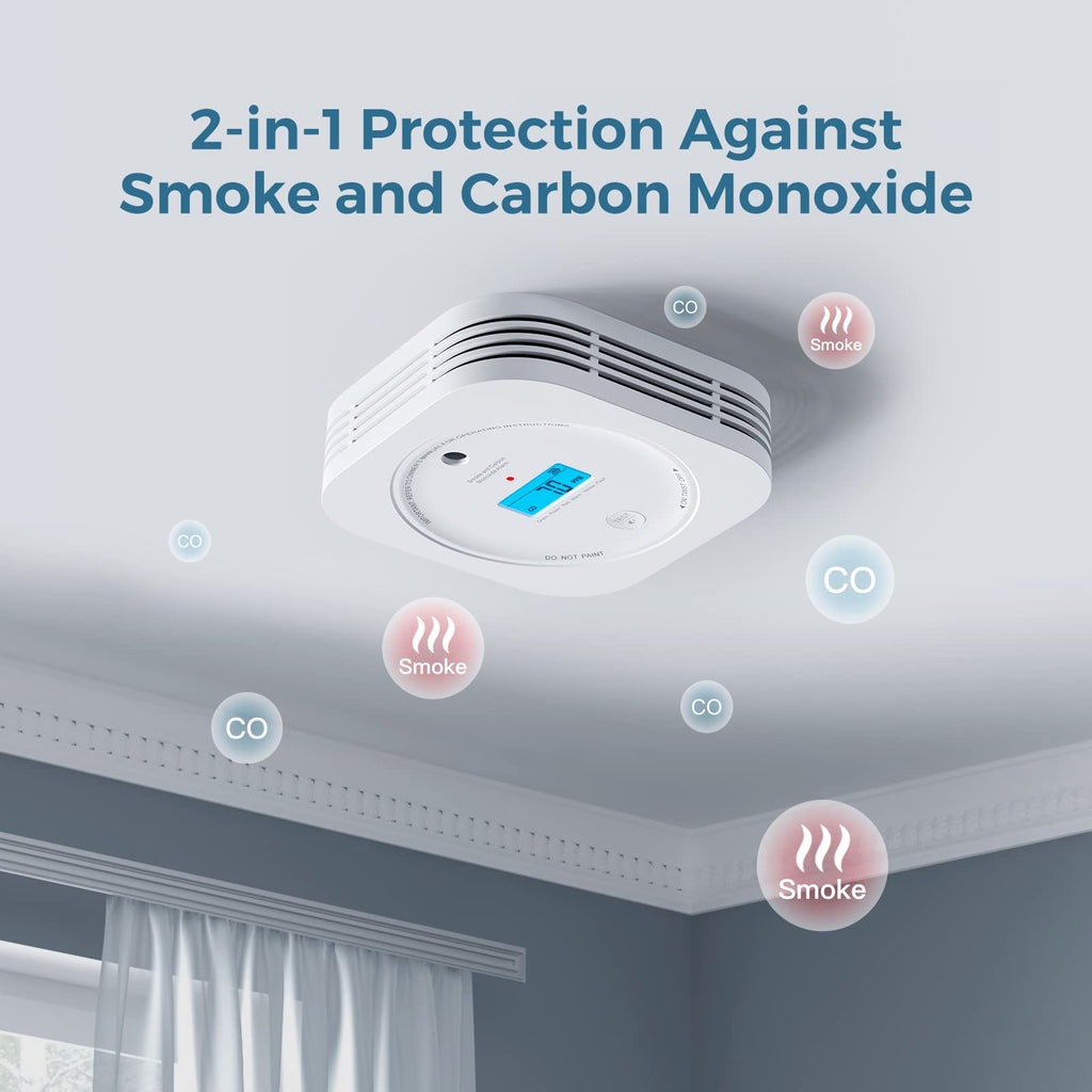 AEGISLINK Smoke and Carbon Monoxide Detector 10-Year Lifespan with Replaceable Battery, Photoelectric Fire Alarm and Electrochemical CO Alarm with Test/Silence Button, SC200, 3-Pack