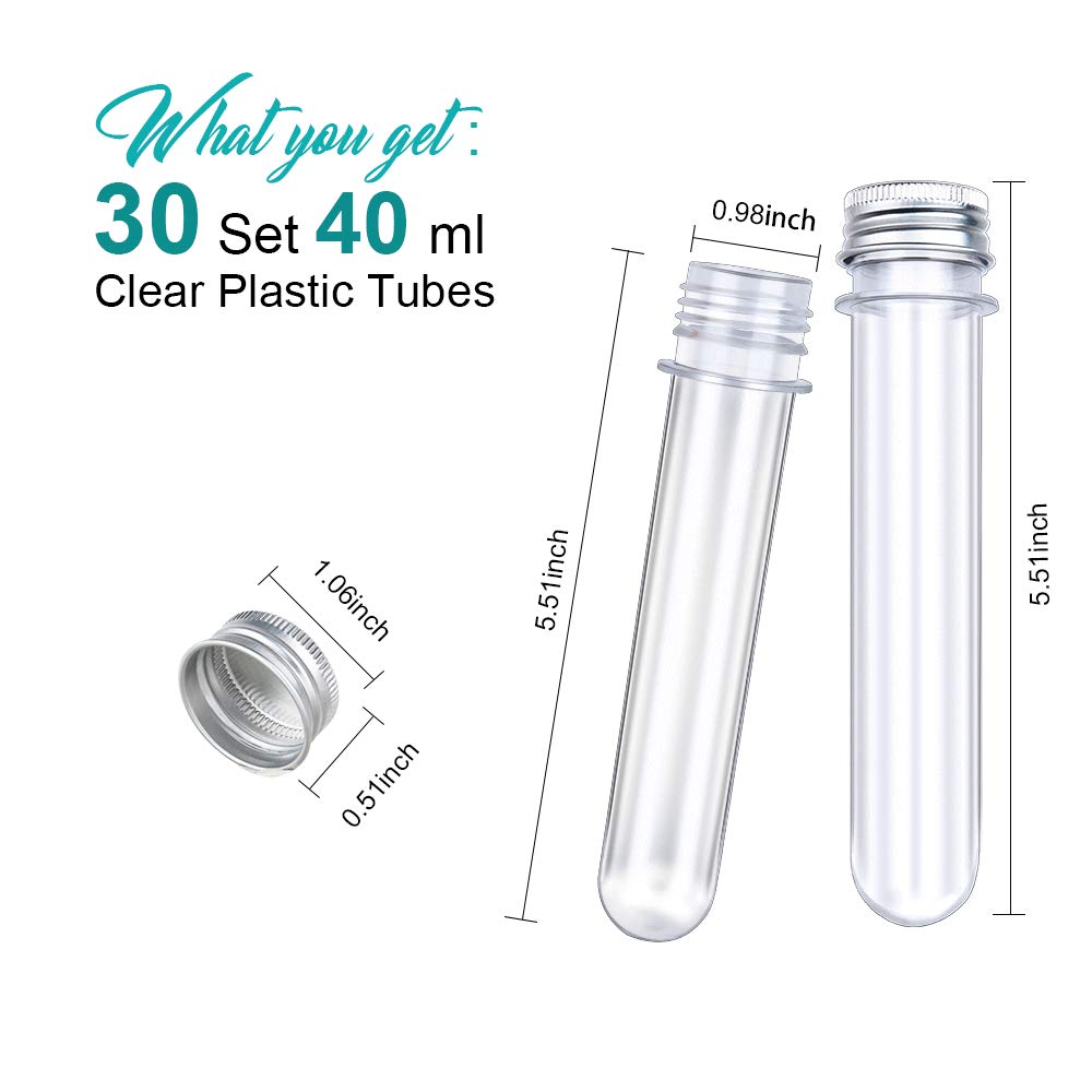 HNYYZL Bestsupplier 30 Pack Science Party Test Tubes 45 ml 25x140mm,Clear Plastic Test Tubes Gumball Candy Tubes, Bath Salt Vials Christmas Birthday Gifts