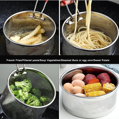 Tenta Kitchen Pasta Strainer instant pot accessories Steamer Basket For Pot instant pot steamer basket with Removable handle Insert for Veggie Fish Seafood Cooking and heat food 7"