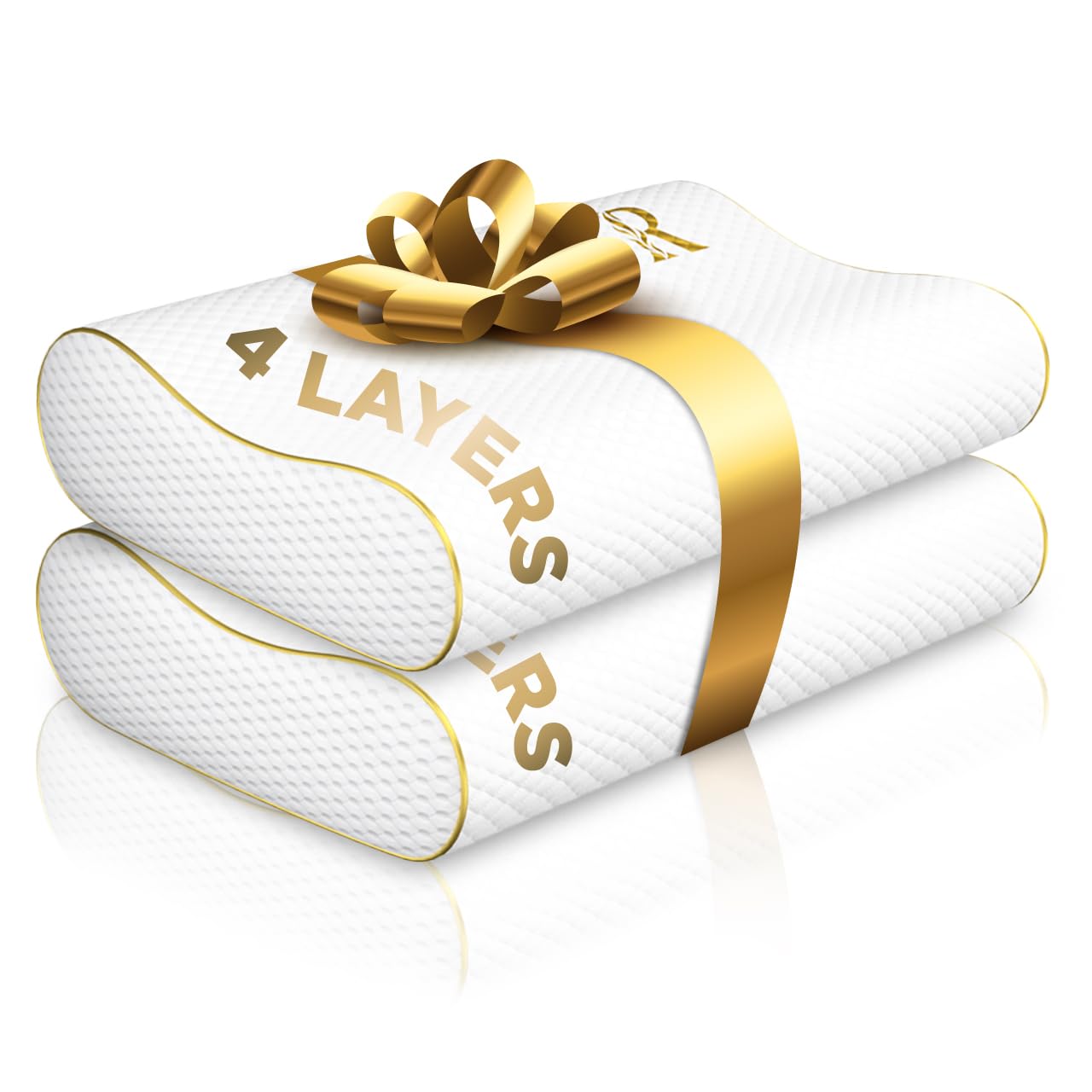 Royal Therapy 4-Layer Queen (2-Pack), Contour Pillow, Side Sleeper Pillow, Orthopedic Pillow, Neck Support Pillow, Pillow for Neck Pain, Pillow for Side Sleepers, CertiPUR-US