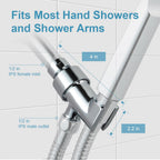 OFFO Shower Head Holder All Metal for Handheld Shower Head, Adjustable Shower Arm Mount with Solid Brass Pivot Ball, 1/2 in IPS Female Inlet and Male Outlet, Chrome