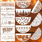 Christmas Stencils for Painting on Wood 12” Large Christmas Stencil Reusable Half Round Holiday Drawing Templates for Painting on Wood DIY Crafts Doormat Canvas Window Decor