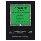 Arches Watercolor Paper Pad, 140 Pound, Cold Press, 9"x12", 12 Sheets/Pack, Case of 3 Packs