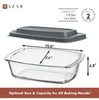 Razab LARGE 7.6 Cups/1800 ML/1.9 Qt Glass Loaf Pan with Lids (Set of 2) - Meatloaf Pan BPA free Airtight Lids Grip Handle Easy Carry, Microwave and Oven Safe - Loaf Pans For Baking Bread, Cakes