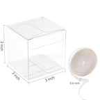 Jutieuo 45pcs Pack Clear Plastic Party Favor Boxes 2x2x2 Inches with Ribbons, Transparent Cube Treat Boxes for Candy Cupcake Goodie Gift, Individual Hot Cocoa Bomb Packaging Box