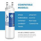 4U PURE Compatible with WF3CB Refrigerator Water Filter, Replacement for Pure Source 3, 706465, 242086201, 242086203, 242294501, 242069601, AP4567491, S3412266, WF425, Height 9 inches, 1 Pack