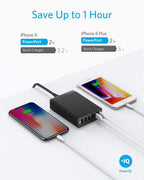 Anker Charger, 60W 6 Port Charging Station, PowerPort 6 Multi USB Charger for iPhone 15/Pro/Pro Max/14/13, iPad Pro/Air/Mini, Galaxy S23/S22/S21, Note 20 Ultra, LG, HTC, and More