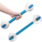 LEVERLOC Shower Grab Bars for Seniors, 16 Inch 2 Pack Suction Grab Bars for Bathtubs and Showers, Shower Handles for Elderly Suction Bathroom Safety Grip,Removable Drill Free Waterproof, Blue