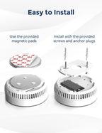 Ecoey Smoke Alarm Fire Detector, Battery Included Photoelectric Smoke Detector with Test Button and Low Battery Signal, Small Fire Alarm for Home, Bedroom FJ136GB, 6 Packs