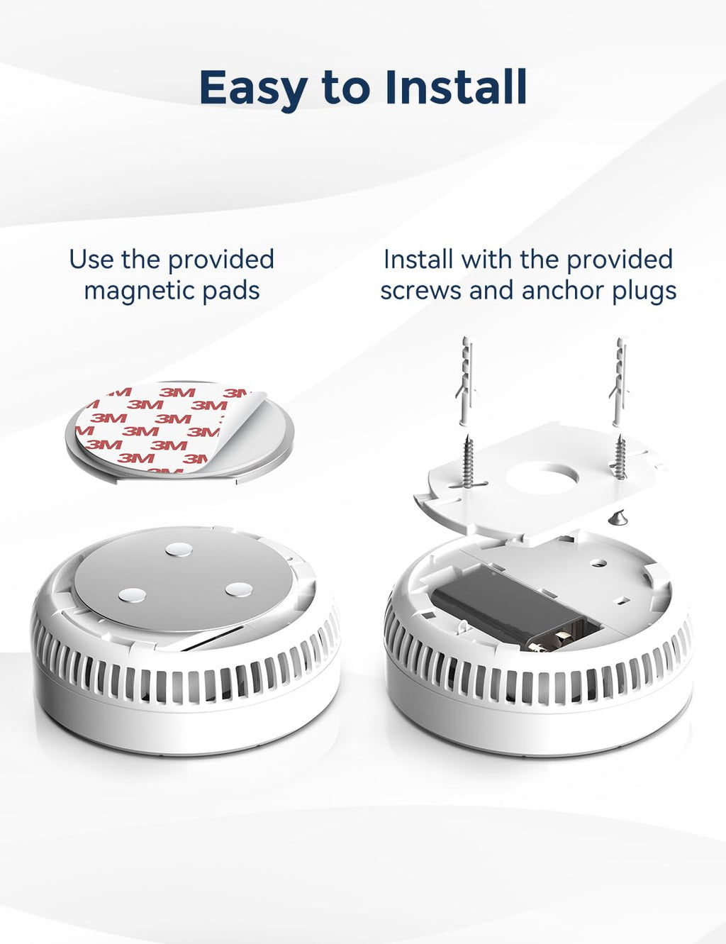Ecoey Smoke Alarm Fire Detector with Photoelectric Technology and Low Battery Signal (Battery Include), Fire Alarm with Test Function for Home, Bedroom, FJ136GB, 4 Packs