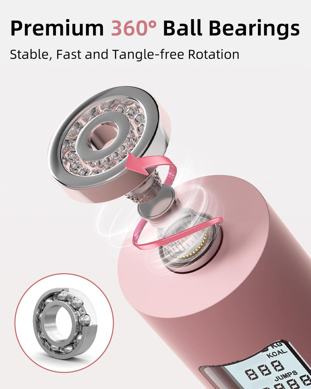 Cordless Jump Rope with Counter - Ropeless Jump Rope 2 In 1 with Large Cordless Ball-Weighted for Women with LCD Display (Pink)