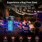 Solar Bug Zapper Outdoor, Electric Mosquito Zapper with 3600mAh Rechargeable Battery for Home, Backyard, Camping, 4200V High Powered 3 in 1 Fly Insect Killer for Mosquitoes, Gnats, Flies, Moths