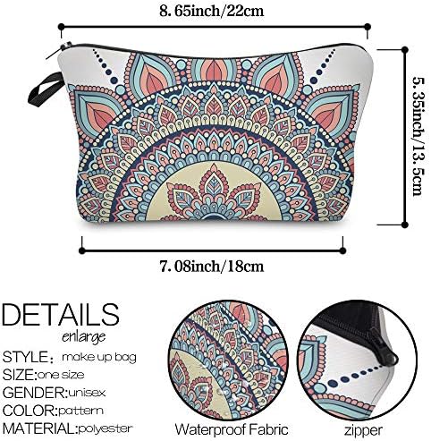 Deanfun Cosmetic Bag for Women, Mandala Flowers Waterproof Makeup Bags Roomy Toiletry Pouch Travel Accessories Gifts (50965)