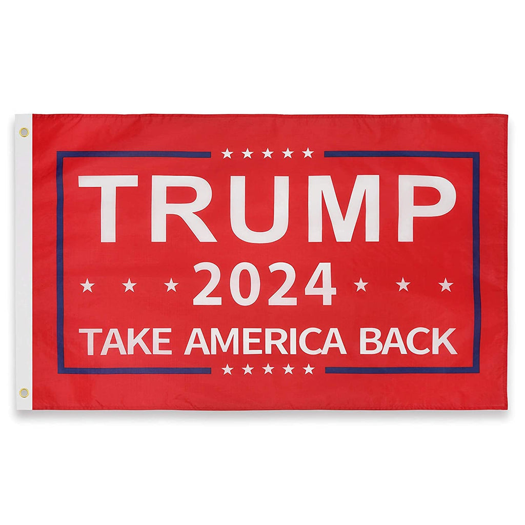 DANF Donald Trump for President 2024 Take America Back Flag Red 3x5 Foot with Grommets