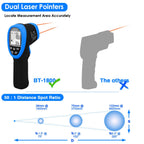 BTMETER BT-1800 Non Contact Pyrometer High Temperature Infrared Thermometer Gun -58°F ~3272°F (-50~1800℃) DS 50:1 for Metal Melting Furnace Forge Kiln Tempe Tester-blue(NOT for Human Temp)