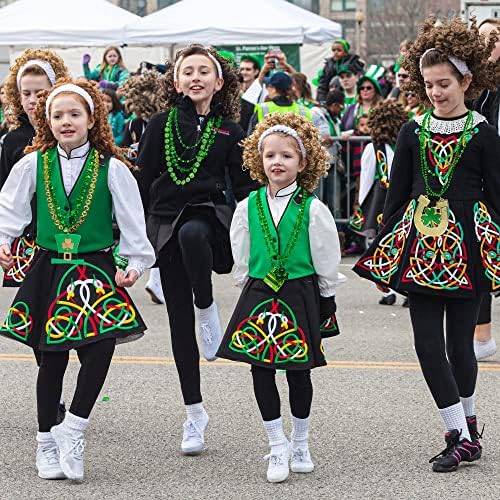 96PCS St. Patricks Day Necklace, 10 Kinds of St Patricks Beads Accessories, Metallic Irish Shamrock Beer Mug Coins Pendants Beads, Adult St Patricks Necklaces Bulk for Parade Party Supplies Favors