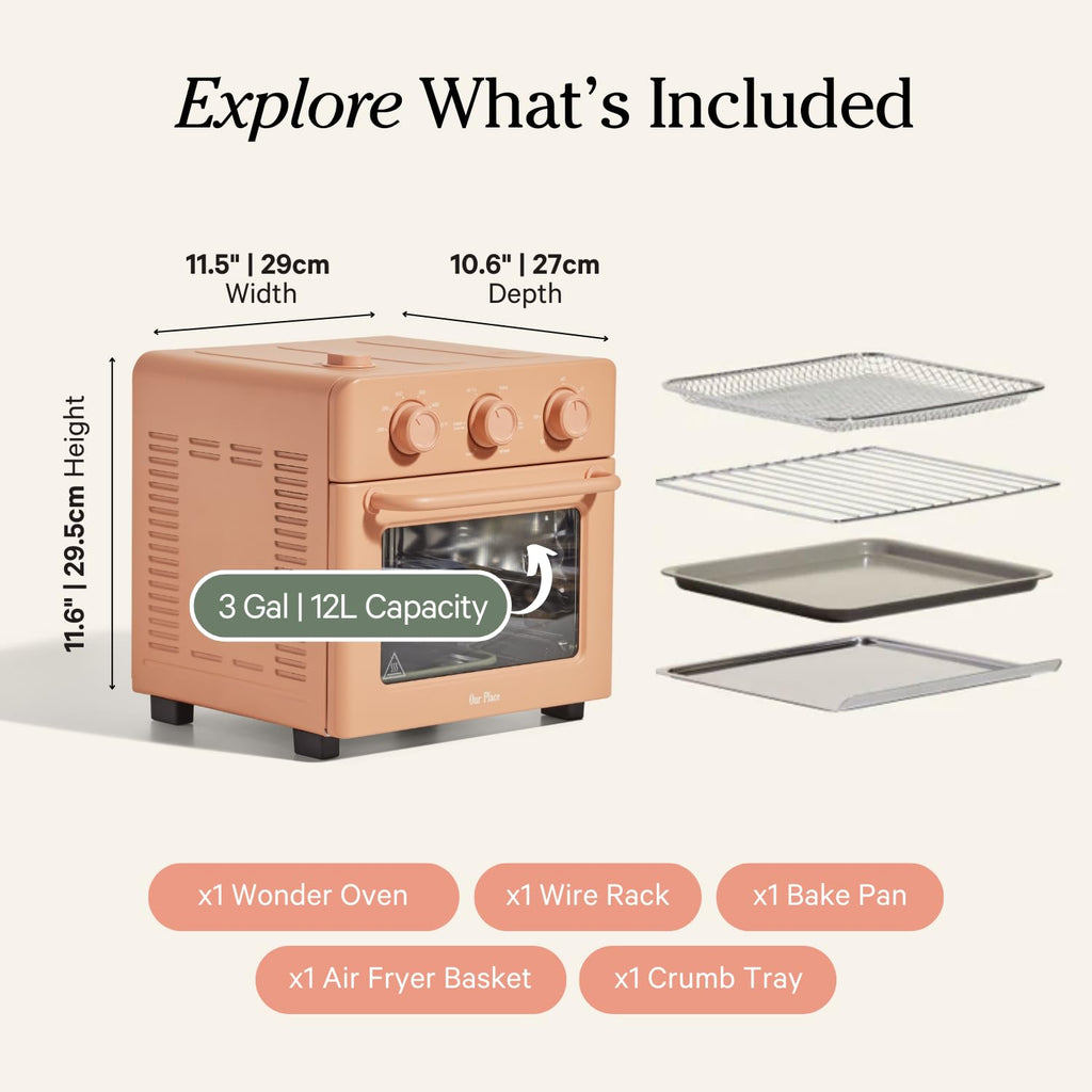 Our Place Wonder Oven | 6-in-1 Air Fryer & Toaster Oven with Steam Infusion | Compact, Countertop Friendly, Fast Preheat, Multifunctional | Air Fry, Toast, Roast, Bake, Reheat & Broil | Spice