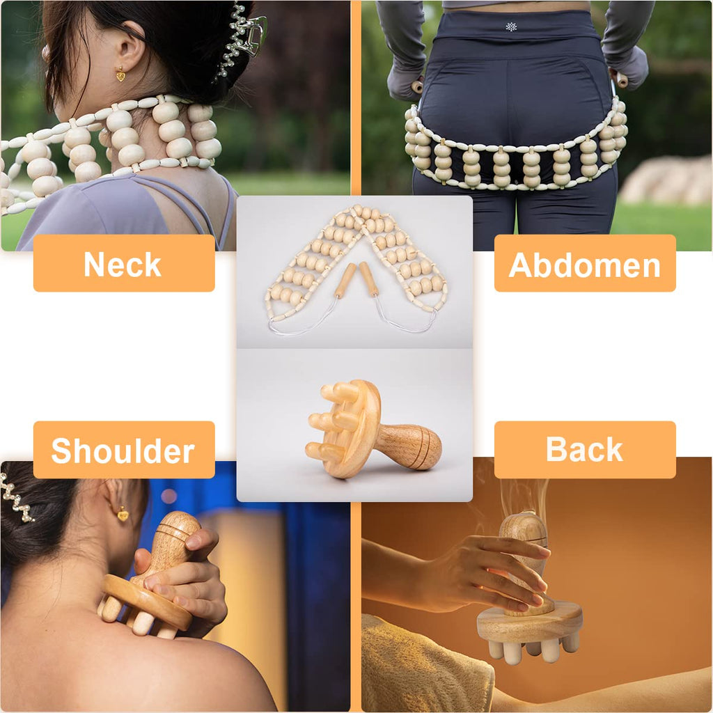 TUOSTPY 5PCS Maderoterapia Kit Wood Therapy Massage Tools for Body Shaping, Lymphatic Drainage Tool for Body Shaping Anti-Cellulite Muscle Release